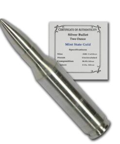Silver 2 oz .308 Caliber Bullet - Solid .999 Pure Silver by Mint State Gold 15 51M75TUwuCL