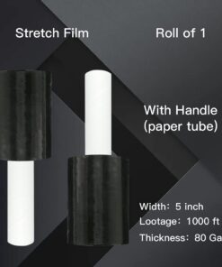JA PACKING Stretch Wrap Plastic Wrap Roll Industrial Mini Stretch Wrap Roll with Handle for Moving,Shipping,Packing Fuiniture Adhering Shrink Wrap (5''Black) 5'' Black 8 51MGQ5CKZ4L