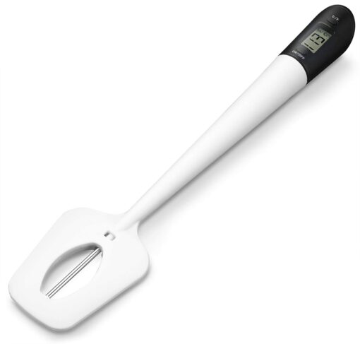 Lightbeam Digital Candy Thermometer, Instant Read Kitchen Cooking & Spatula Thermometer Temperature Reader & Stirrer in One BPA Free Food Grade Material White