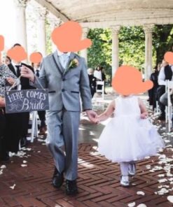 Primitives by Kathy 26915 Chalk Art Wedding Hanging Sign, 12 x 6-Inches, Here Comes the Bride 30 51MV5XZneTL