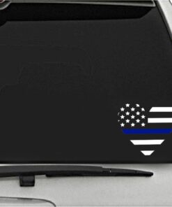 Alternative view of Thin Blue Line Heart Vinyl Decal for Home or Car - Looks Great on Motorcycles, Laptops, Windows Also! Outdoor Vinyl. (White with Blue Line) White With Blue Line