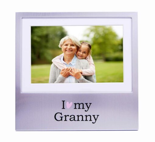 Haysom Interiors I Love My Granny Brushed Silver Metal 6" x 4" Picture Frame with White Matt