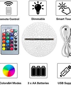 Omega Night Light Lamp 3D Vision Effect LED Night Lights Game Room Bedroom Decor Table Light Remote Control & 16 Colors Birthday Holiday Gift Ideas for Child Kids Teen Boyfriends (Omega(Remote)) Omega(Remote) 18 51Mjiq2mr4L