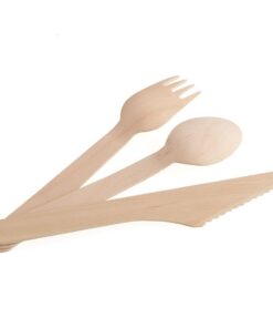 Perfect Stix Green Cutlery 100ct Wooden Disposable Cutlery Kit of 50 Forks, 25 Spoons, 25 Knives, 6" Length (Pack of 100), Plain Cutlery Kit Pack of 100ct Natural Cutlery Set 14 51Mn8ZotedL