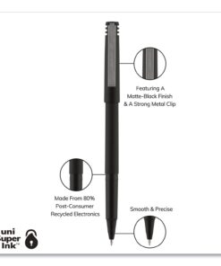 uni-ball Roller Rollerball Pens Fine Point Micro Tip, 0.5mm, Black, 12 Pack 22 51N5mnfbiXL
