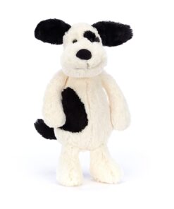 Jellycat Bashful Black and Cream Puppy Stuffed Animal, Medium, 12 inches Medium - 12" 20 51NFj4ALgaL