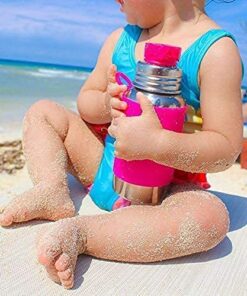 Pura 18 oz / 550 ml Stainless Steel Kids Sport Bottle with Silicone Sport Flip Cap & Sleeve (Plastic Free, Nontoxic Certified, BPA Free) (Aqua Blue) 16 51NXnyNMtcL