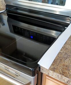 Kitchen Silicone Stove Counter Gap Cover - Flexible Easy Clean Heat Resistant Wide & Long Gap Cap Fillers, Seals Spills Between Appliances, Furniture, Stovetop, Oven, Washer & Dryer, Set of 2 (White) 21'', White 21 51Nto6LFbML