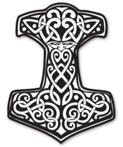 Thor's Hammer Viking Norse Ornament Vinyl Sticker - Car Window Bumper Laptop - Select Size (B) Regular: 5"