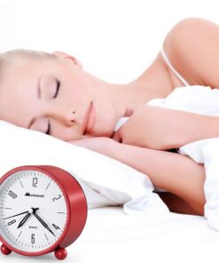 Mensent Analog Alarm Clock, 4 inch Round Silent Alarm Clock Non Ticking, Night Light, Snooze, Battery Powered Silent Alarm Clock, Simple Design BesideDesk Alarm Clock (Red) Red 14 51OFRJ2qrL