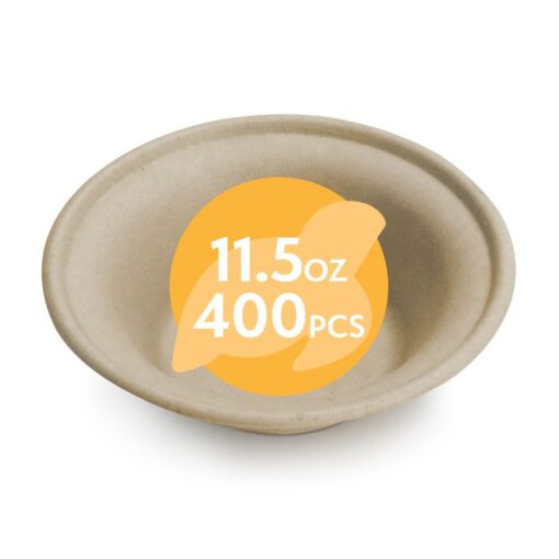 100% Compostable Paper Bowls (11.5oz, Pack of 50) Soup Bowls, Pasta Bowls, Cereal, Salad, Ice Cream, Disposable Bamboo Small Bowls, Biodegradable, Unbleached by Earth's Natural Alternative 11.5oz 50.0