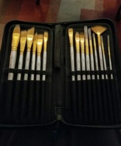 MyArtscape Paint Brushes - 15 Pc Art Brush Set for Watercolor, Acrylic, Oil & Face Painting | Short Handle Artist Paintbrushes with Travel Holder | 1 Year Warranty (Black) Black 27 51ORKL X24L