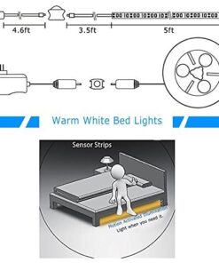 Vansky Motion Activated Bed Light, Flexible LED Strip Motion Sensor Night Light Bedside Lamp Illumination with Automatic Shut Off Timer (Warm Soft Glow) 24 51OVkuUz2WL