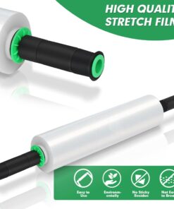 Stretch Film, KAMOTA Stretch Wrap with Handles Industrial Strength, Moving Wrapping Plastic Roll, Shrink Wrap for Pallet Wrap, 15" x 1000 Feet, 4 Pack, 60 Gauge 12 51OWbHT7mGL