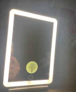 FUNTOUCH Rechargeable Travel Makeup Mirror with 72 Led Lights, Portable Lighted Beauty Mirror, 3 Color Lighting, Dimmable Touch Screen, Tabletop LED Folding Cosmetic Vanity Mirror White 44 51OaRmjPhqL
