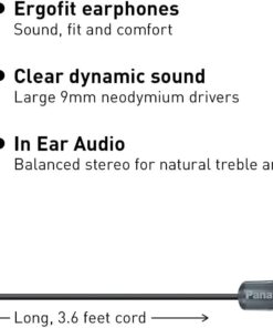 Alternative view of Panasonic ErgoFit Wired Earbuds, In-Ear Headphones with Dynamic Crystal-Clear Sound and Ergonomic Custom-Fit Earpieces (S/M/L), 3.5mm Jack for Phones and Laptops, No Mic - RP-HJE120-K (Black) Black