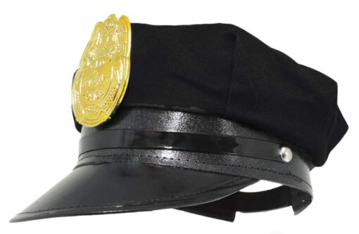 Jacobson Hat Company Police Hat with Bright Gold Plastic Badge One Size Fits Most Black