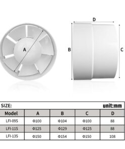 SAILFLO 4 Inch Duct Inline Fan 76 CFM 110V 12W for Bathroom Vent Room Basement Greenhouse Attic Kitchen (4"/100mm) 100mm 17 51P0RtpJJ2L