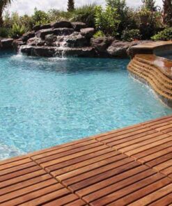 Bare Decor EZ-Floor Interlocking Flooring Tiles in Solid Teak Wood Oiled Finish (Set of 10), Long 9 Slat 10 sq ft 23 51PBt1D3nNL