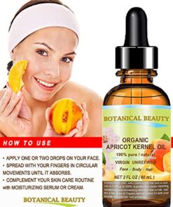 Botanical Beauty ORGANIC APRICOT KERNEL OIL Australian. 100% Pure Virgin Unrefined Cold Pressed Carrier Oil 2 oz- 60 ml. For Face, Hair, Body, Nails, Anti - aging 2 Fl Oz (Pack of 1) 20 51PGmDUPFAL