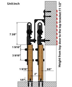 DIYHD TSQ15 Big Wheel Sliding Barn Wood Interior Closet Kitchen Door Easy Mount One Piece Bracket, 6.6FT Track Kit, Bypass Hardware 13 51PMlSst ZL