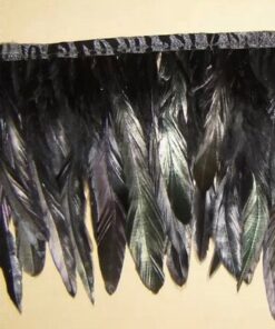 Sowder Rooster Hackle Feather Fringe Trim 5-7" in Width Pack of 5 Yards(Black) black 24 51PcvGXjgiL 1