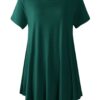 LARACE Short Sleeve Shirts for Womens Plus Size Tops Casual Summer Clothes Asymmetrical Tunic Blouses Dark Green 1X