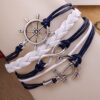 HuaYang Retro Charm Weave Multi-Layers Anchor Rudder Design Bracelet Wrist Chain 11 51PnwH1rtAL