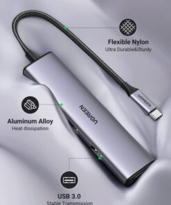 UGREEN USB C Hub, 4 Ports USB C to USB Hub with 4 USB 3.0 5Gbps Ports, Aluminium USB-C Multiport Splitter for PC Laptop MacBook Pro/Air iMac iPad Pro Surface, iPhone 15/15 Pro, Galaxy S23, and More 10 51PvEXyhkZL