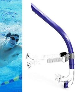 COPOZZ Swim Snorkel for Lap Swimming Swimmers Training Snorkeling Diving, Center Mount Comfortable Silicone Mouthpiece One-Way Purge Valve 4300 Swim Snorkel-Blue
