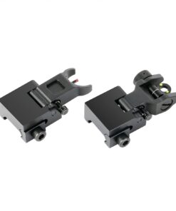 SOUFORCE Flip Up Front and Rear Iron Sights, Backup Sights Set Fit Picatinny & Weaver Rails, Black Flip up fiber optic sights 13 51Py3sE372S