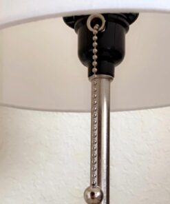 LimeLights LT2024-WHT Brushed Steel Stick Table Desk Lamp with Charging Outlet and Drum Fabric Shade, White 1 45 51PyKFHwWdL