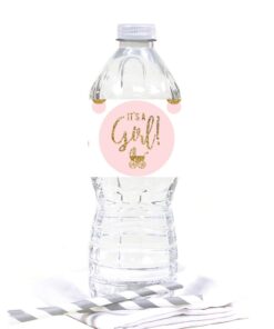 Alternative view of Andaz Press Blush Pink Gold Glitter Girl Baby Shower Party Collection, Water Bottle Label Stickers, 20-Pack Labels Water Bottle