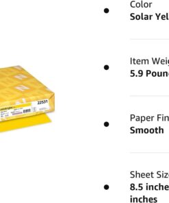 Neenah Paper 22531 Color Paper, 24lb, 8 1/2 x 11, Solar Yellow, 500 Sheets 500 Count (Pack of 1) Kraft Wrap 12 51Q1vSGH1kL