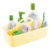 mDesign Plastic Portable Nursery Storage Organizer Caddy Tote - Divided Basket Bin with Handle - Holds Bottles, Spoons, Bibs, Pacifiers, Diapers, Wipes, Baby Lotion - Light Yellow 10 51Q9oAlOdsL