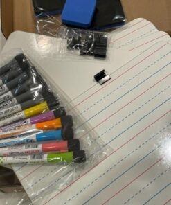 6 Pack Dry Erase Boards, 9"x12" Double Sided Small Whiteboards with Lines for Kids, Students, Education Teacher Classroom, Mini Portable Drawing Learning Lapboards with 7 Colors Pens, 6 Erasers 6 Pack Plain/Lined 33 51QBVvqkurL