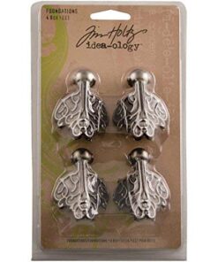 Tim Holtz Idea-ology Foundations Metal Box Feet, 4 Feet per pack, 1-1/2 x 2 Inches, Antique Nickel Finish, TH92821 , Silver 19 51QGB0UYKZL