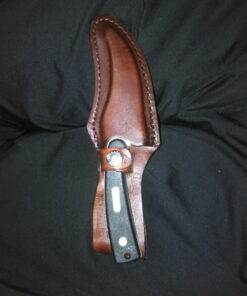 Old Timer 152OT Sharpfinger 7.1in S.S. Full Tang Knife with 3.3in Clip Point Skinner Fixed Blade, Black Sawcut Handle, and Leather Belt Sheath for Hunting, Camping, Skinning, EDC, and Outdoors 74 51QJ0pByVDL