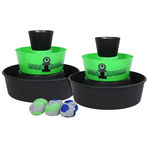 BULZiBUCKET Game by Water Sports - Beach, Tailgate, Camping, Yard, and Pool Games- Indoor/ Outdoor Kids Toys - Pool Accessories Perfect for Family Game Night (Green/Black) Black/Green