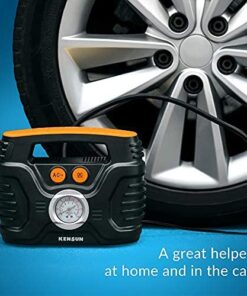 Kensun AC/DC Power Supply Portable Air Compressor Pump with Analog Display to 100 PSI for Home (110V) and Car (12V), Tire Inflator with Adaptors for Cars, Trucks, Bicycles, Balls 15 51QVfl5ECFS