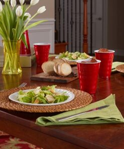 Hefty Party On Disposable Plastic Cups, Red, 18 Ounce, 50 Count (Pack of 3), 150 Total 50 Count (Pack of 3) 15 51Qa5ClosZL