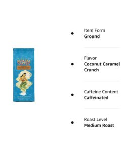 Kauai Hawaiian Ground Coffee, Coconut Caramel Crunch Flavor (10 Ounces) - 10% Hawaiian Coffee from Hawaii's Largest Coffee Grower - Bold, Rich Blend 10 Ounce (Pack of 1) 30 51Qg7RgPcL