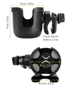 Accmor Stroller Cup Holder with Phone Holder, Bike Cup Holder, Cup Holder for Uppababy Stroller, 2-in-1 Universal Cup Phone Holder for Stroller, Bike, Wheelchair, Walker, Scooter, Black A-Black 27 51QnXM5FgmL