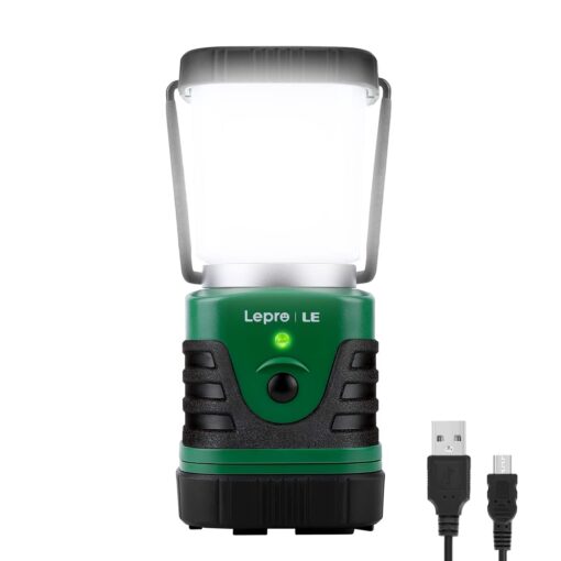 Lighting EVER 1000LM LED Camping Lantern Rechargeable, 4400mAh Power Bank, Camping Essential with 4 Light Modes, IP44 Waterproof Lantern Flashlight for Hurricane Emergency, Hiking, USB Cable Included 1