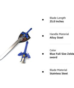 Zelda Link Master Sword Twilight Princess Fantasy Sword with Plaque - Blue (Blue) 49 51R1lXC5e9L