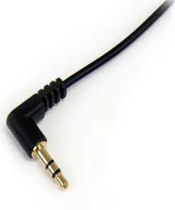 StarTech.com 3 ft. (0.9 m) 3.5mm Audio Cable - 3.5mm Slim Audio Cable - Right Angle - Male/Male - Aux Cable (MU3MMSRA), Black 1 Angled Connector 8 51R4XP5lISL