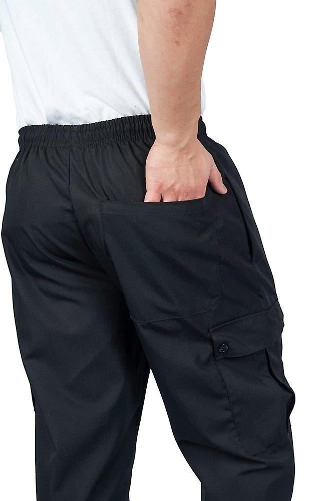 KNG Black Baggy Cargo Chef Pants For Men And Women – Drawstring Waist X ...