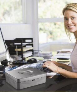 MMF Industries STEELMASTER Tiered Tray Cash Box | 11.81” W x 3.18” H x 9.43” D | 10 Compartments | Tiered Tray Design | Recessed Handle | Secure Cam Lock | Steel Construction 11.8"L x 9.5"W x 3.2"H 20 51RDsPSLKFL