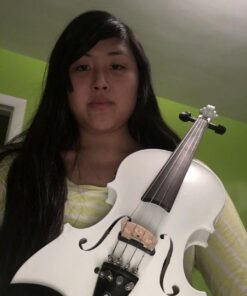 Cecilio 4/4 CVNAE-White Ebony Fitted Acoustic/Electric Violin in Pearl White(Full Size) 23 51RE4DFLKsL