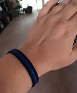 SayitBands Thin Blue Line Wristband - Your Choice of Size Default (8") 10 51RJ wc9DrL
